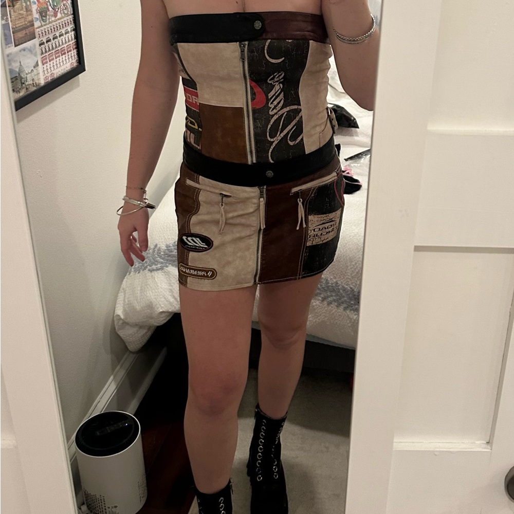 Jaded London Patchwork Strapless Top and Skirt Set